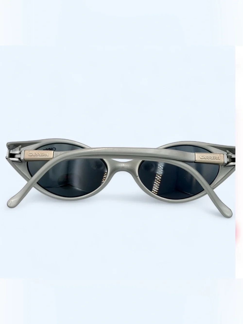 Vintage Carrera 4828 Oval Sunglasses Silver Blue Y2K Cyber Futuristic NOS Unused